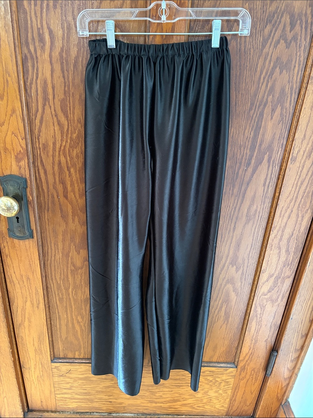 Black Wide-Leg Satin-Look Pull-On Pants VGUC XS